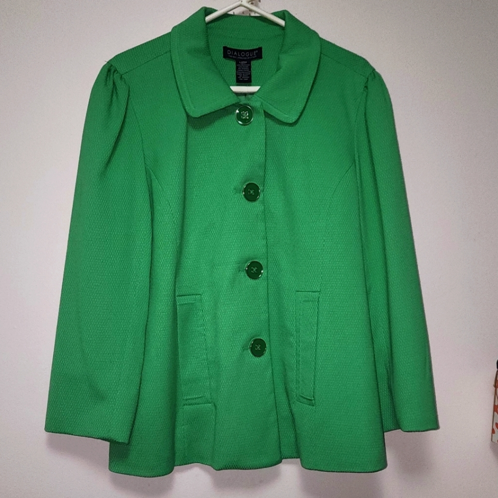 Dialogue Green Lined Jacket L NWT